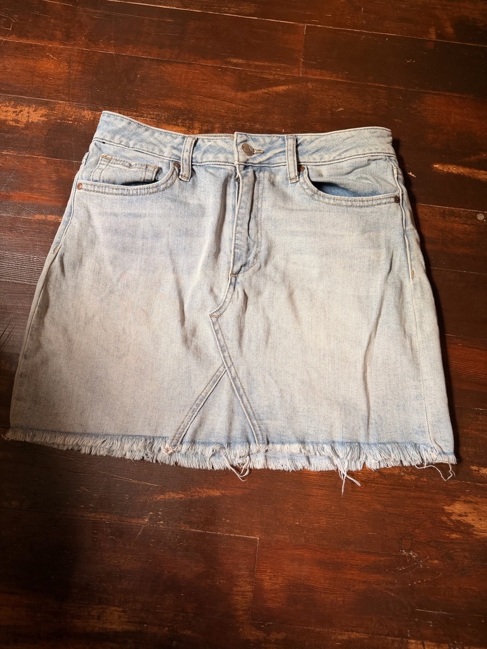 Joe's Jeans Light Blue Denim Mini Skirt with Frayed Hem